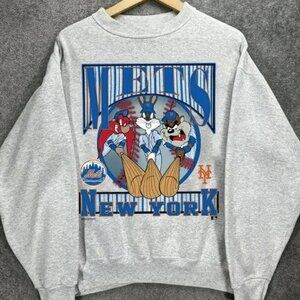 Vintage Style Grey New York Mets Looney Tunes Sweatshirt, New York Mets Sweaters
